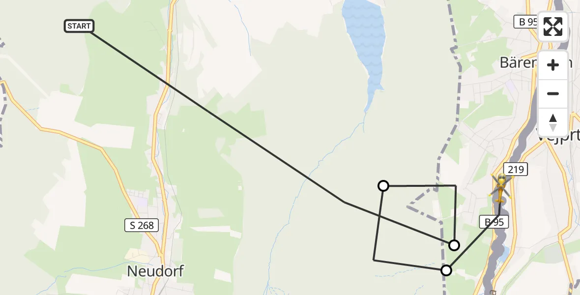 Flugroute Rettungshubschrauber Sehmatal - Bärenstein, 15 September 2026, 06:13
