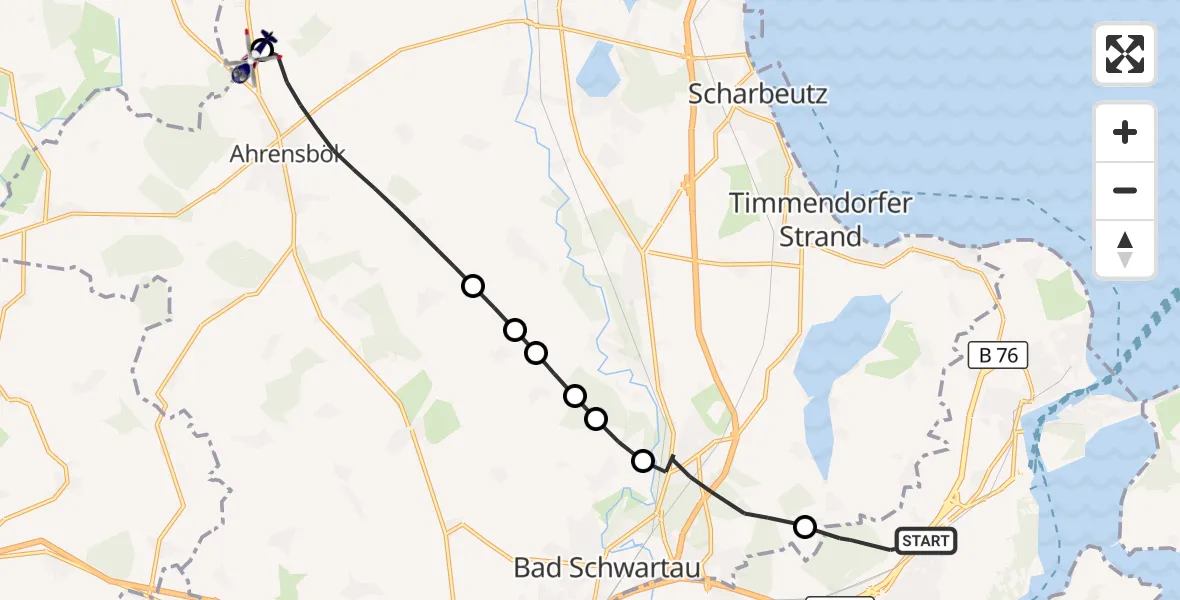 Flugroute Polizeihubschrauber Lübeck - Christoph 12 Luftrettungszentrum, 15 September 2026, 06:21