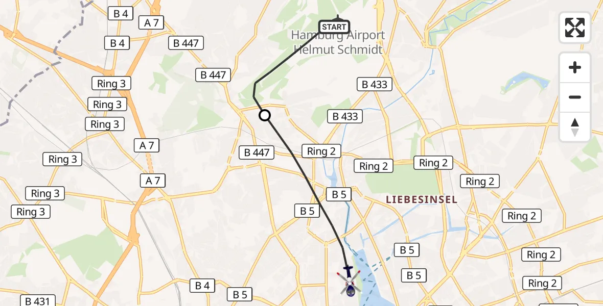 Flugroute Polizeihubschrauber Hamburg Helmut Schmidt Flughafen - Hamburg, 15 September 2026, 07:54