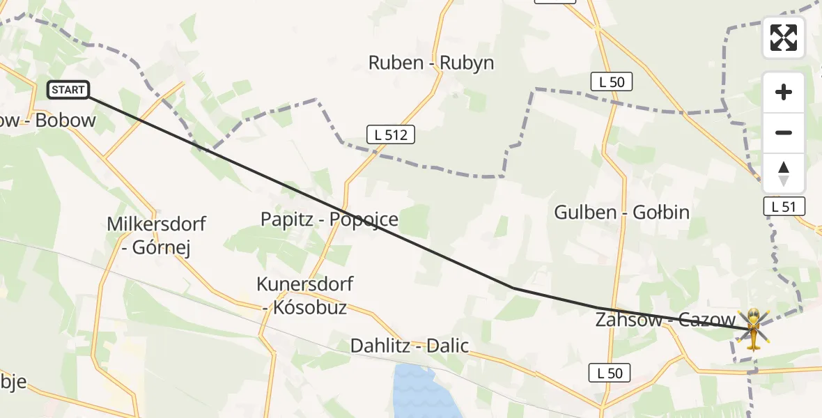 Flugroute Rettungshubschrauber Kolkwitz - Kolkwitz, 15 September 2026, 07:56
