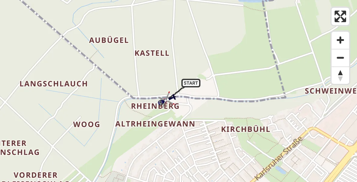 Flugroute Polizeihubschrauber Rheinstetten - Rheinstetten, 15 September 2026, 08:08