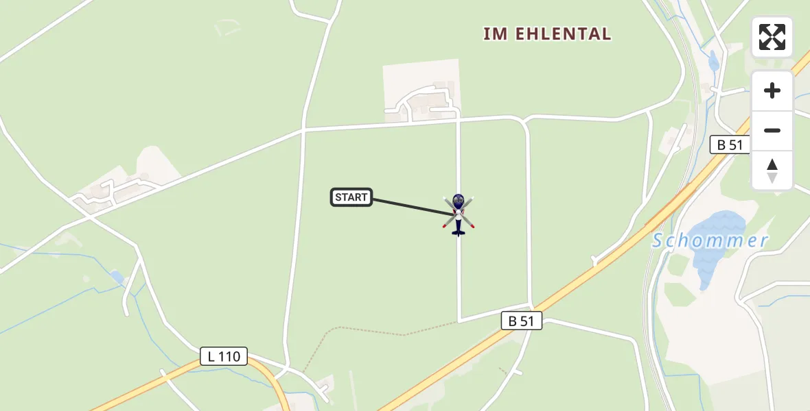 Flugroute Polizeihubschrauber Dahlem - Dahlem, 15 September 2026, 08:15
