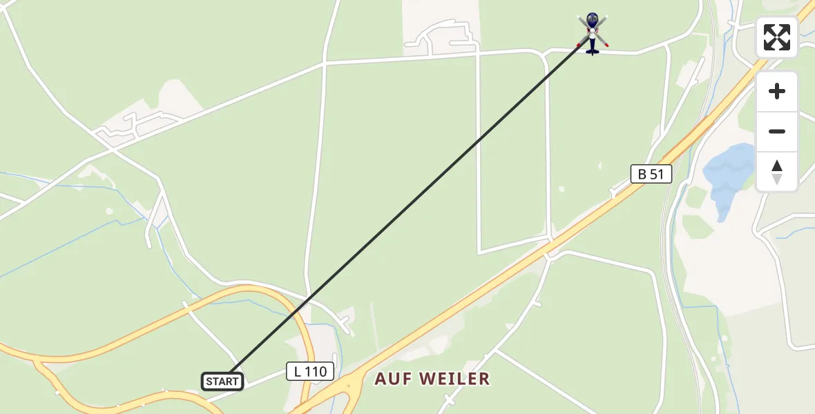 Flugroute Polizeihubschrauber Dahlem - Dahlem, 15 September 2026, 08:22