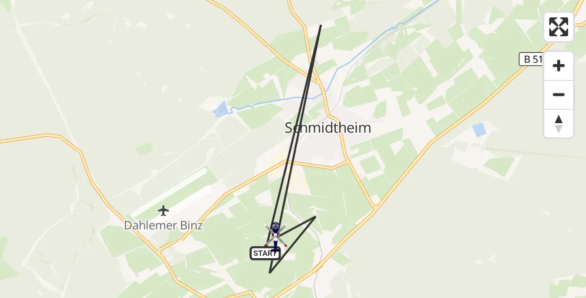 Flugroute Polizeihubschrauber Dahlem - Dahlem, 15 September 2026, 08:26