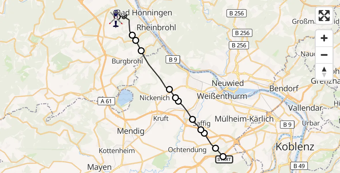 Flugroute Polizeihubschrauber Wolken - Mönchsheide Segelflugfeld, 15 September 2026, 09:04