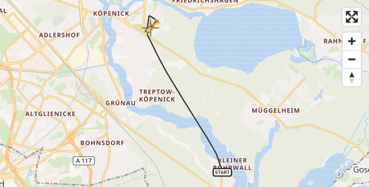 Flugroute Rettungshubschrauber Berlin - Berlin, 15 September 2026, 09:10