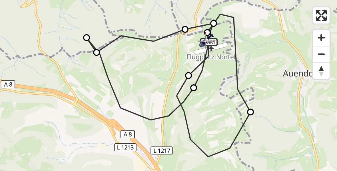 Flugroute Polizeihubschrauber Gruibingen-Nortel Flugplatz - Gruibingen-Nortel Flugplatz, 15 September 2026, 09:12