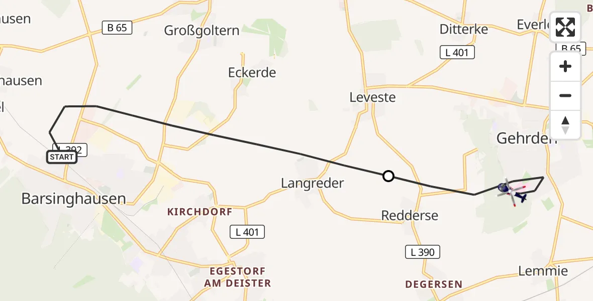Flugroute Polizeihubschrauber Barsinghausen - Gehrden, 15 September 2026, 09:20