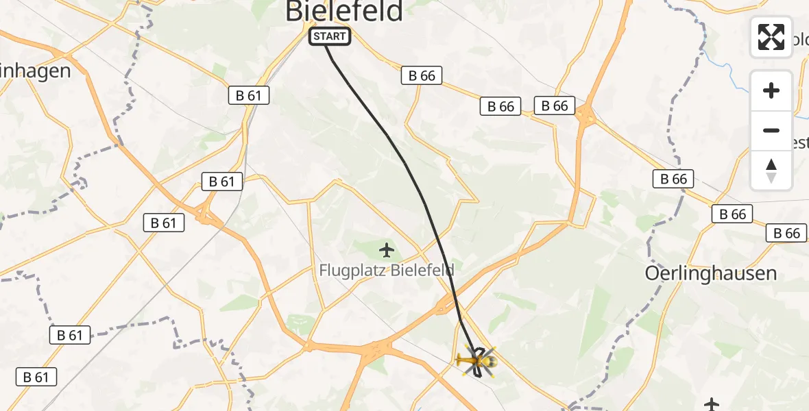 Flugroute Rettungshubschrauber Bielefeld - Bielefeld, 15 September 2026, 09:58