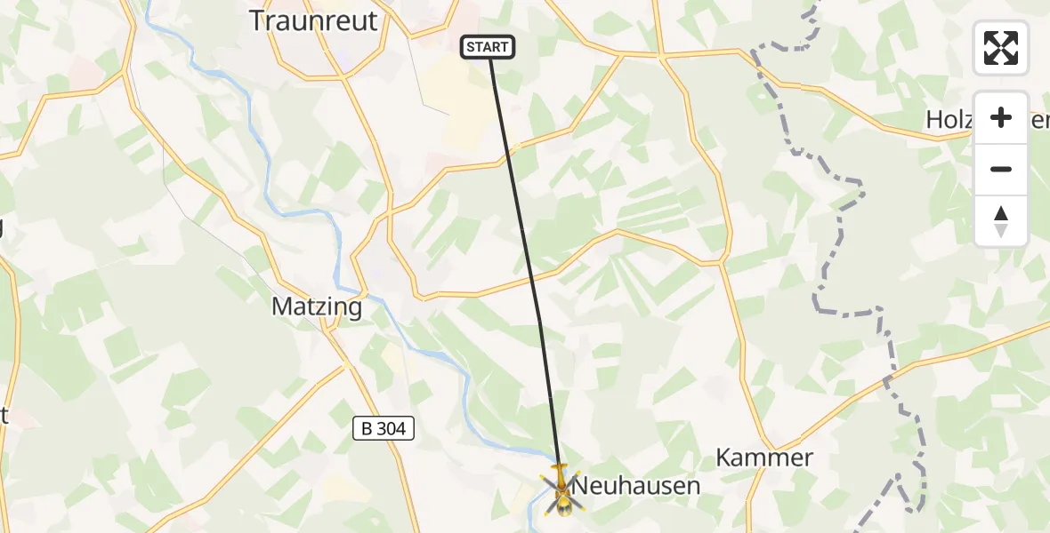 Flugroute Rettungshubschrauber Traunreut - Traunstein, 15 September 2026, 10:37