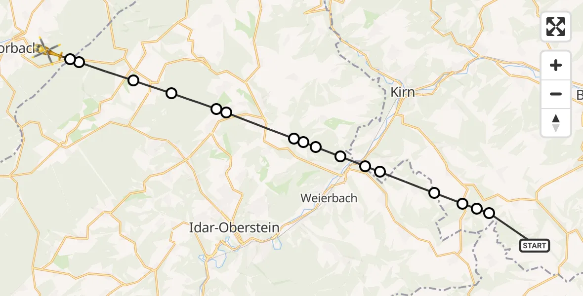 Flugroute Rettungshubschrauber Schweinschied - Morbach, 15 September 2026, 10:47