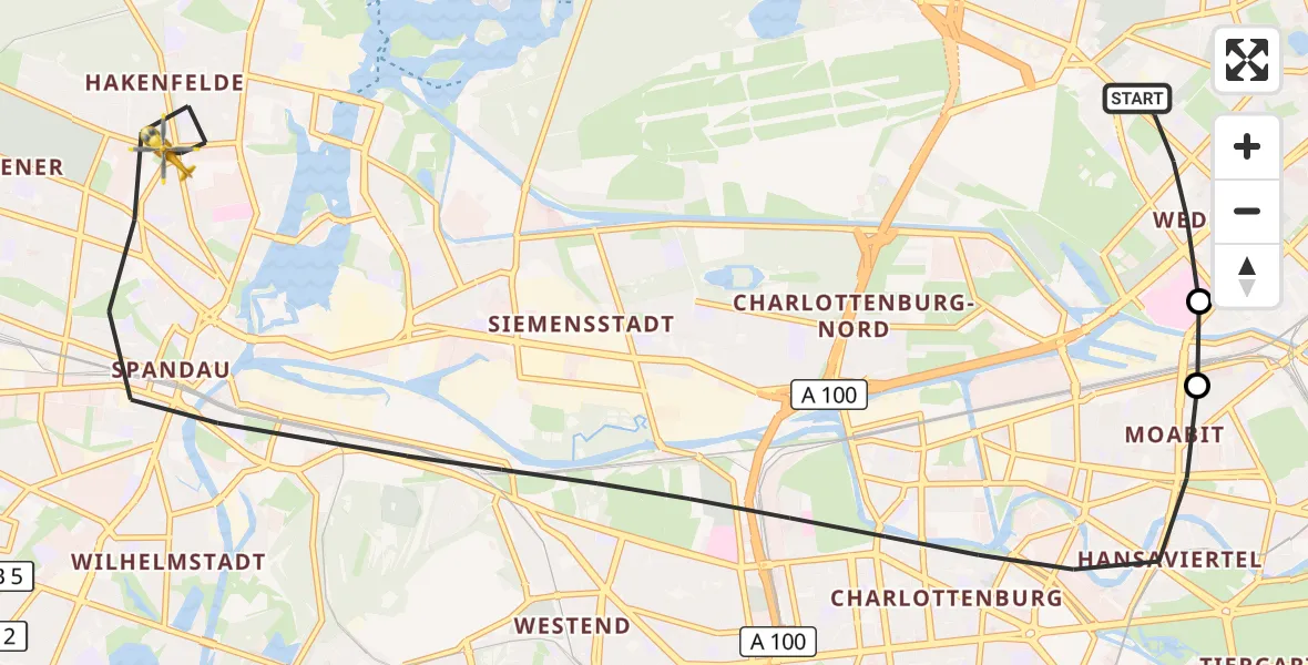 Flugroute Rettungshubschrauber Berlin - Berlin, 15 September 2026, 10:52