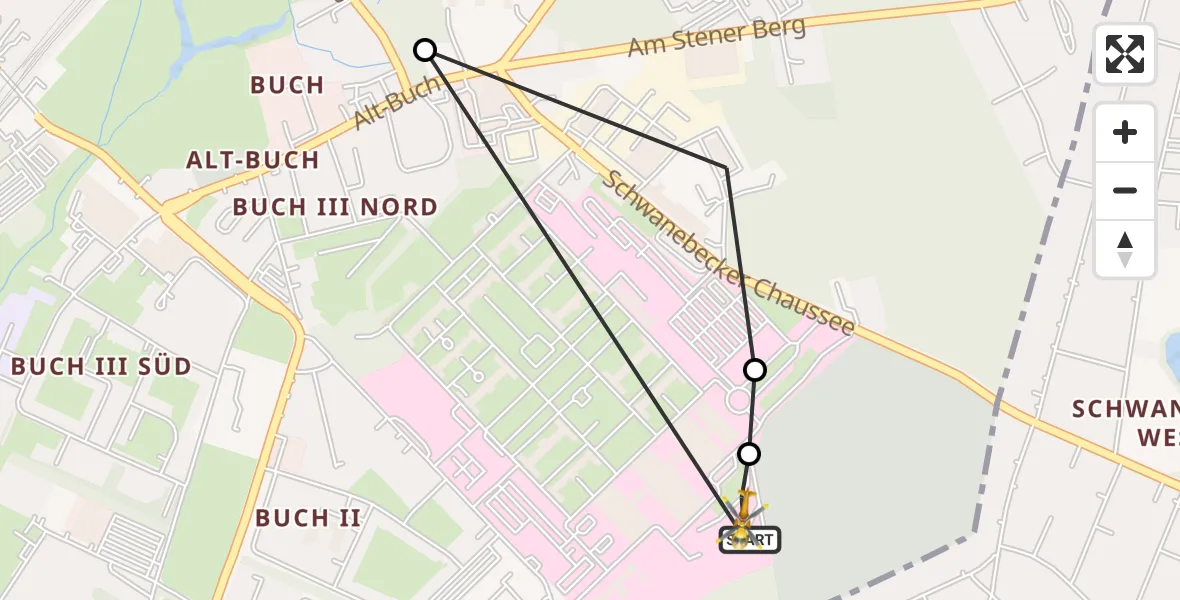 Flugroute Rettungshubschrauber Helios Clinic Berlin-Buch - Helios Clinic Berlin-Buch, 15 September 2026, 11:35