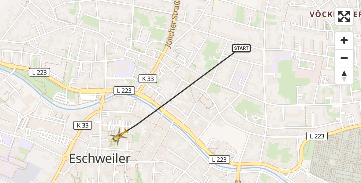 Flugroute Rettungshubschrauber Eschweiler - Eschweiler, 15 September 2026, 11:40