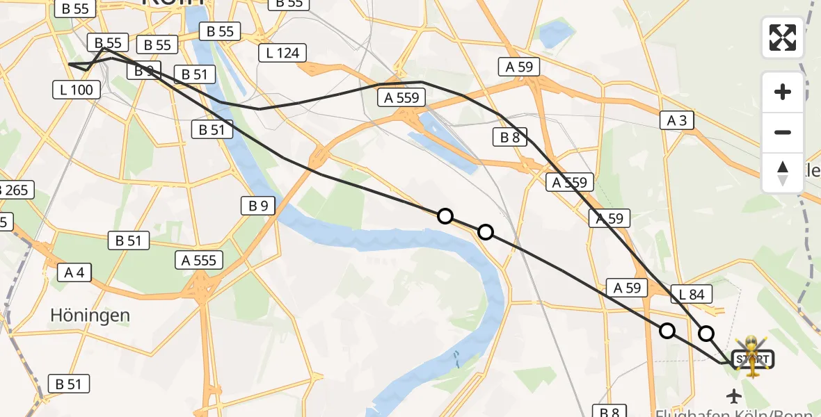 Flugroute Rettungshubschrauber Köln Bonn Flughafen - Köln Bonn Flughafen, 15 September 2026, 12:57