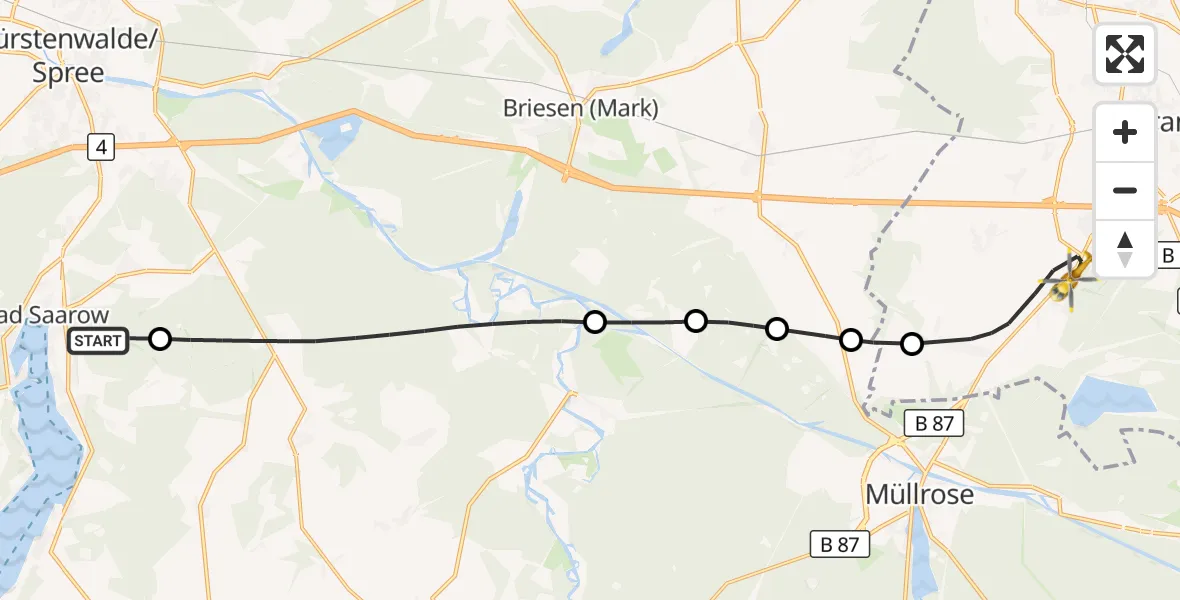 Flugroute Rettungshubschrauber Bad Saarow - Frankfurt (Oder), 15 September 2026, 13:39
