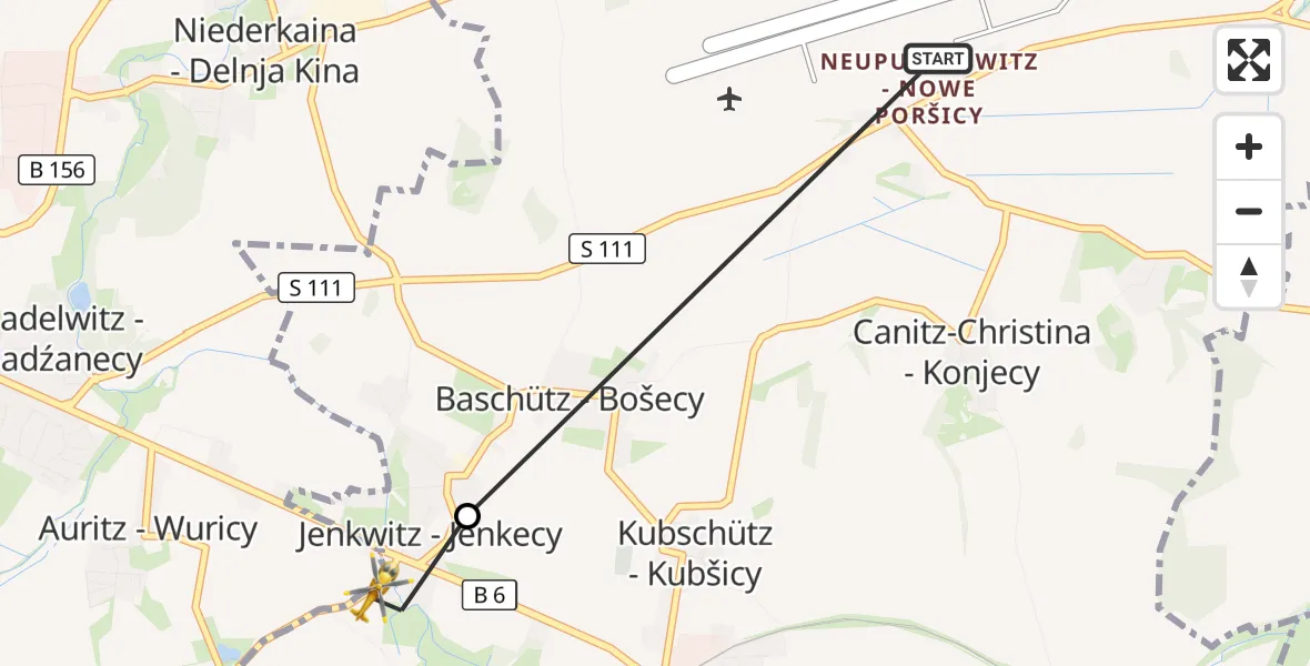 Flugroute Rettungshubschrauber Bautzen Flugplatz - Bautzen, 15 September 2026, 14:18