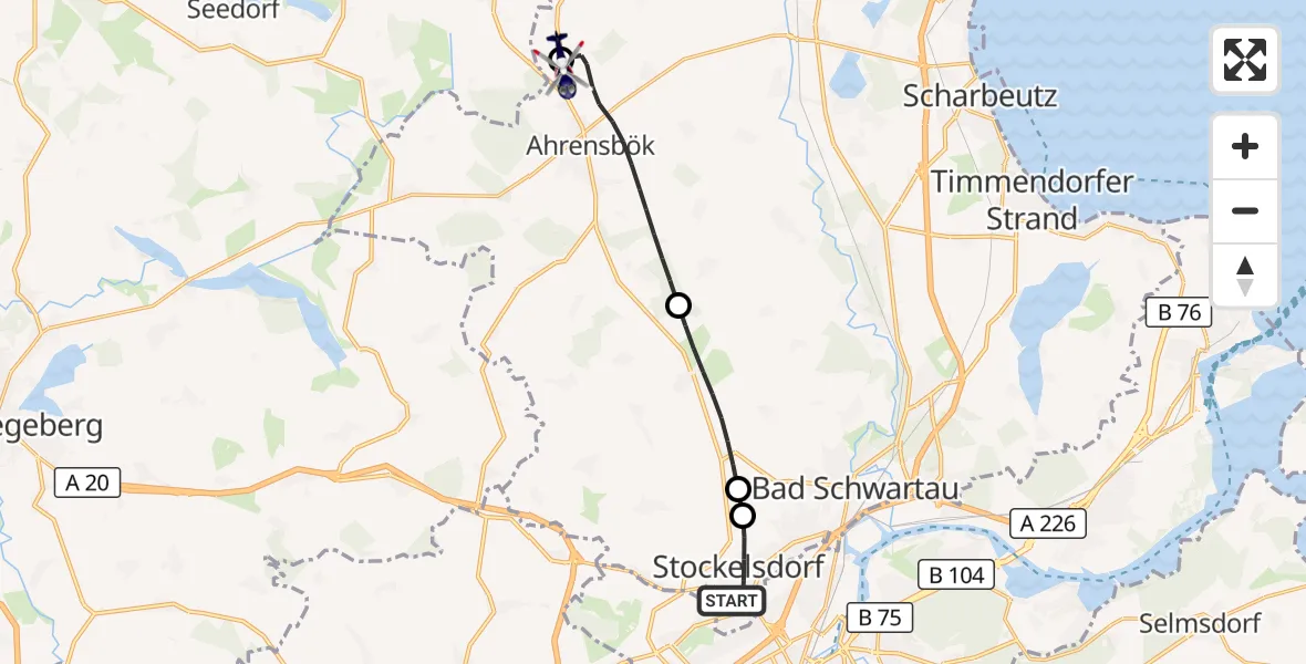 Flugroute Polizeihubschrauber Stockelsdorf - Christoph 12 Luftrettungszentrum, 15 September 2026, 14:39