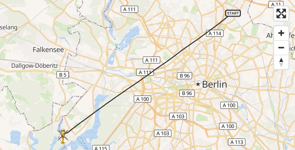 Flugroute Rettungshubschrauber Berlin - Berlin, 15 September 2026, 15:40