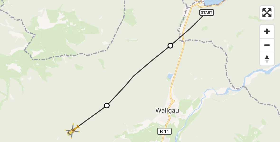 Flugroute Rettungshubschrauber Jachenau - Krün, 15 September 2026, 15:48