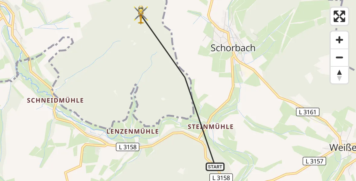 Flugroute Rettungshubschrauber Ottrau - Neukirchen, 15 September 2026, 16:42