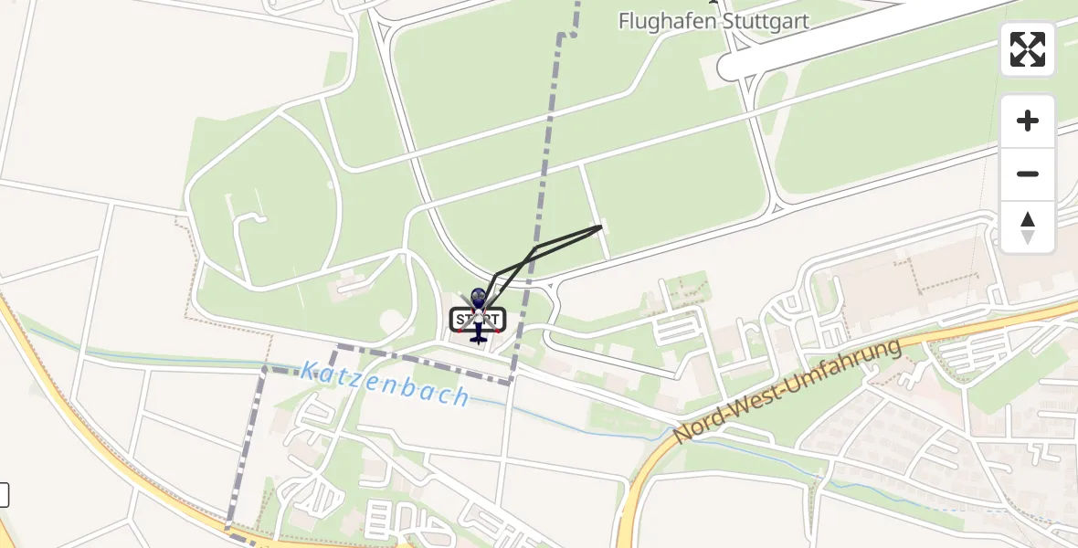Flugroute Polizeihubschrauber Flughafen Stuttgart - Flughafen Stuttgart, 15 September 2026, 17:05