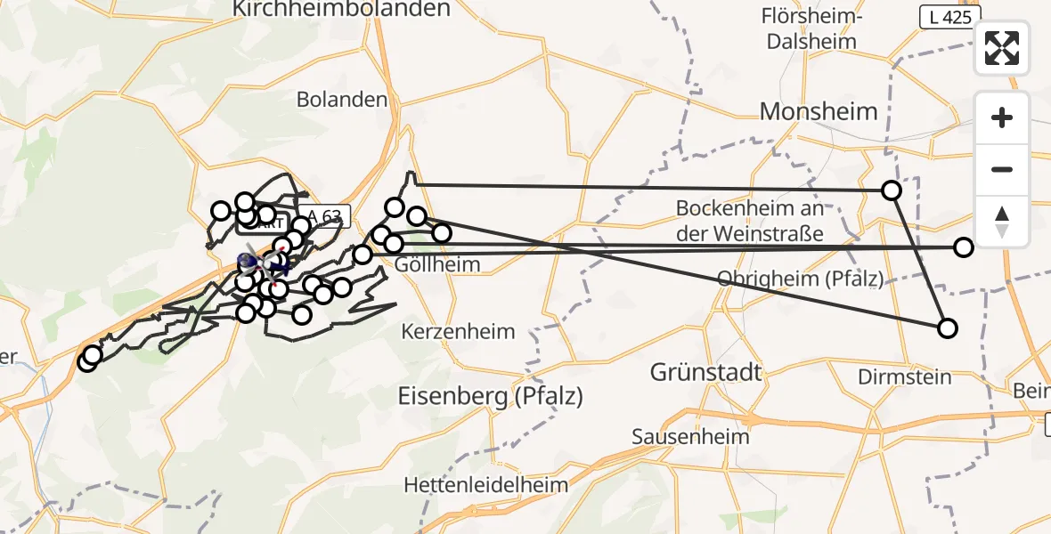 Flugroute Polizeihubschrauber Dreisen - Standenbühl, 15 September 2026, 19:26