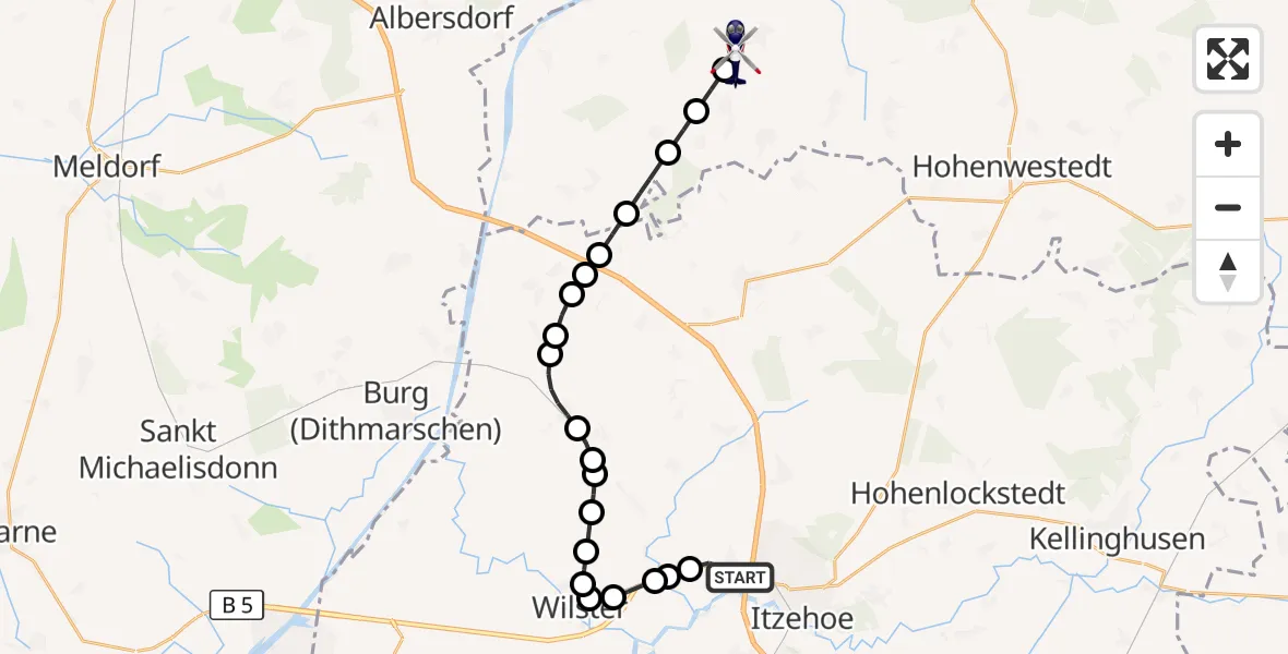 Flugroute Polizeihubschrauber Heiligenstedten - Lütjenwestedt, 15 September 2026, 19:52