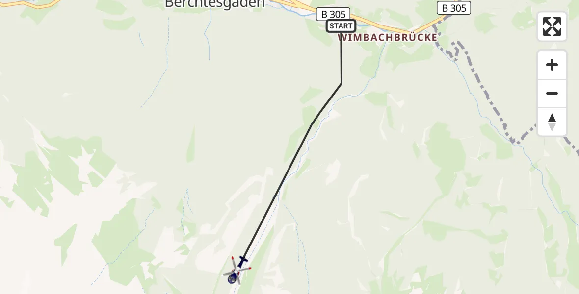 Flugroute Polizeihubschrauber Ramsau b.Berchtesgaden - Ramsau b.Berchtesgaden, 15 September 2026, 23:39