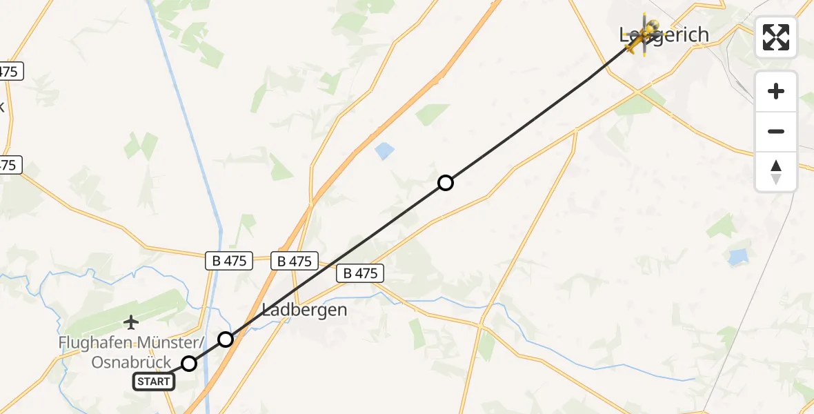 Flugroute Ambulanzhubschrauber Christoph  Westfalen-ADAC - Lengerich, 16 September 2026, 07:55