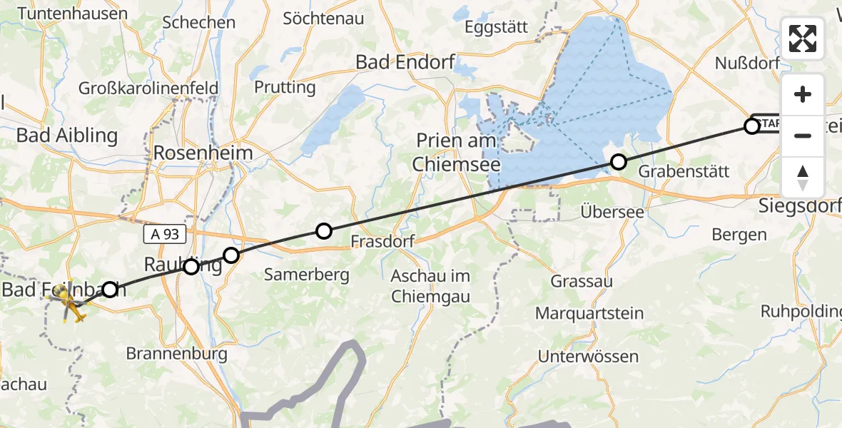 Flugroute Rettungshubschrauber Traunstein - Bad Feilnbach, 16 September 2026, 08:19