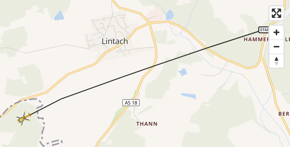 Flugroute Ambulanzhubschrauber Freudenberg - Kümmersbruck, 16 September 2026, 08:27