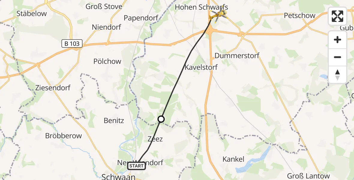 Flugroute Ambulanzhubschrauber Wiendorf - Dummerstorf, 16 September 2026, 08:56
