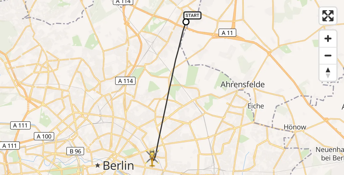 Flugroute Rettungshubschrauber Helios Clinic Berlin-Buch - Berlin, 16 September 2026, 08:59