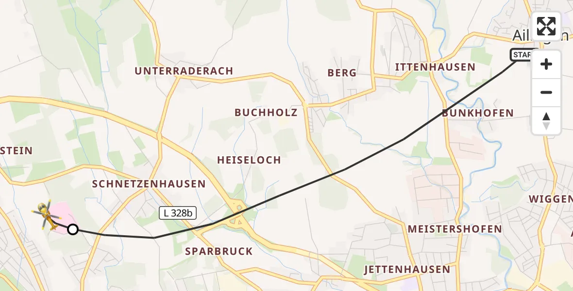 Flugroute Rettungshubschrauber Friedrichshafen - Friedrichshafen Hospital, 16 September 2026, 09:08