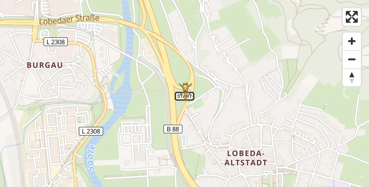 Flugroute Rettungshubschrauber Lobeda Hubschrauberlandeplatz - Lobeda Hubschrauberlandeplatz, 16 September 2026, 09:54