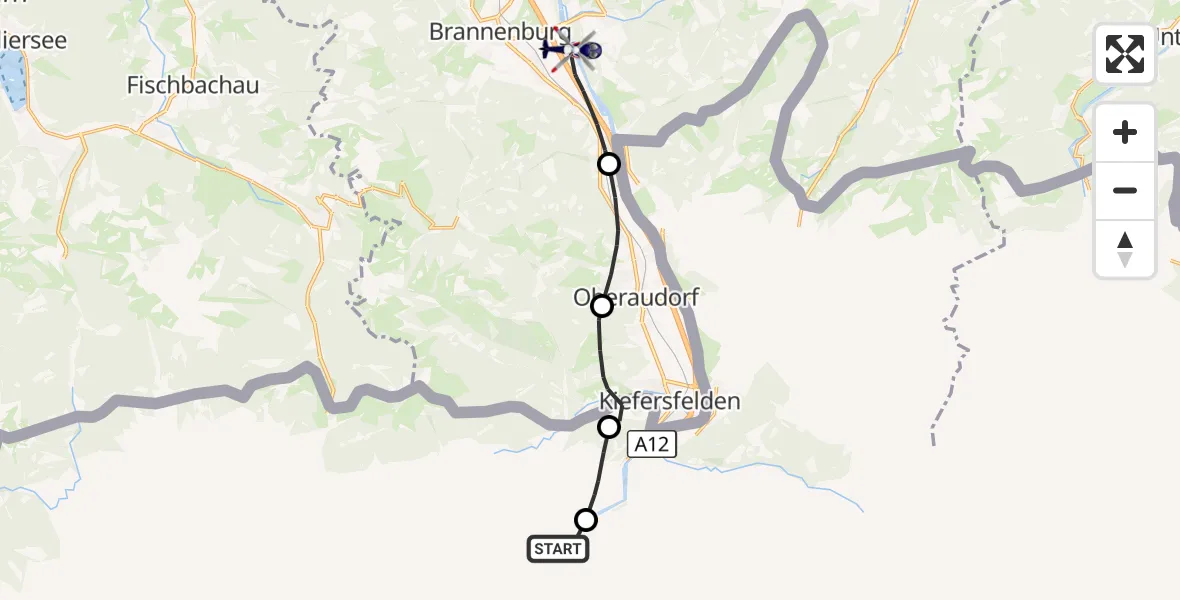 Flugroute Polizeihubschrauber Langkampfen - Au Heliport - Flintsbach a.Inn, 16 September 2026, 10:43