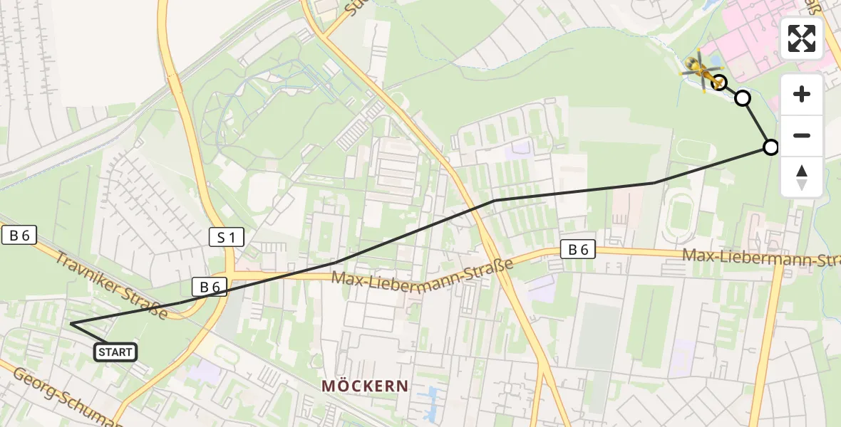 Flugroute Rettungshubschrauber Leipzig - Sankt Georg Hospital Leipzig Reserve, 16 September 2026, 10:48