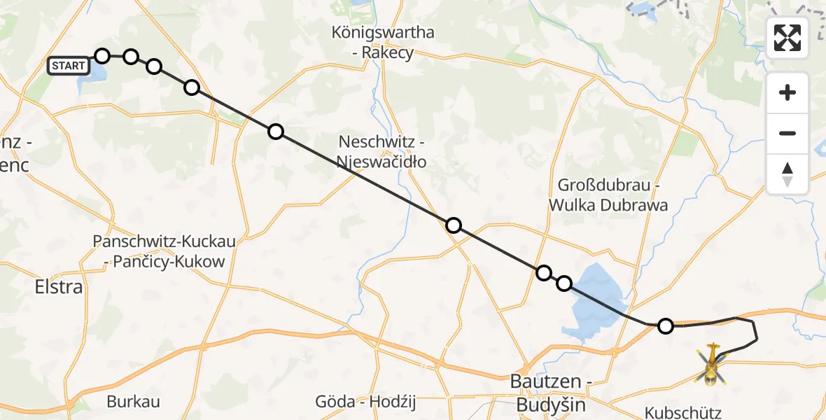 Flugroute Rettungshubschrauber Kamenz - Bautzen Flugplatz, 16 September 2026, 11:13