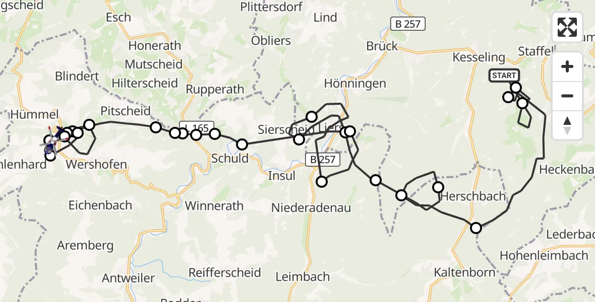 Flugroute Polizeihubschrauber Kesseling - Wershofen/Eifel Flugplatz, 16 September 2026, 11:54