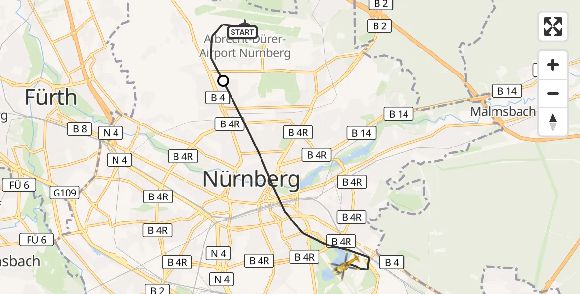 Flugroute Rettungshubschrauber Flughafen Nuremberg - Nürnberg, 16 September 2026, 12:17