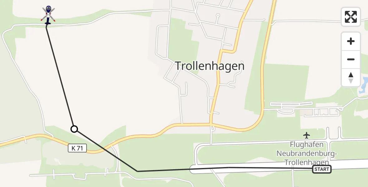 Flugroute Polizeihubschrauber Neubrandenburg Trollenhagen Flughafen - Trollenhagen, 16 September 2026, 12:23
