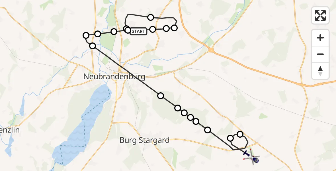 Flugroute Polizeihubschrauber Neubrandenburg Trollenhagen Flughafen - Lindetal, 16 September 2026, 12:24