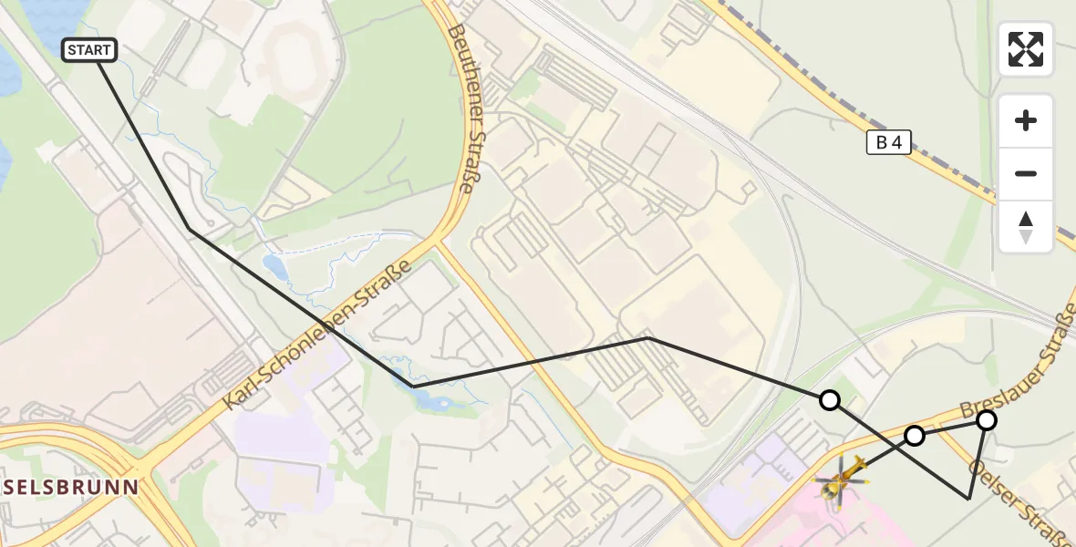 Flugroute Rettungshubschrauber Nürnberg - Nürnberg South Hospital, 16 September 2026, 12:46