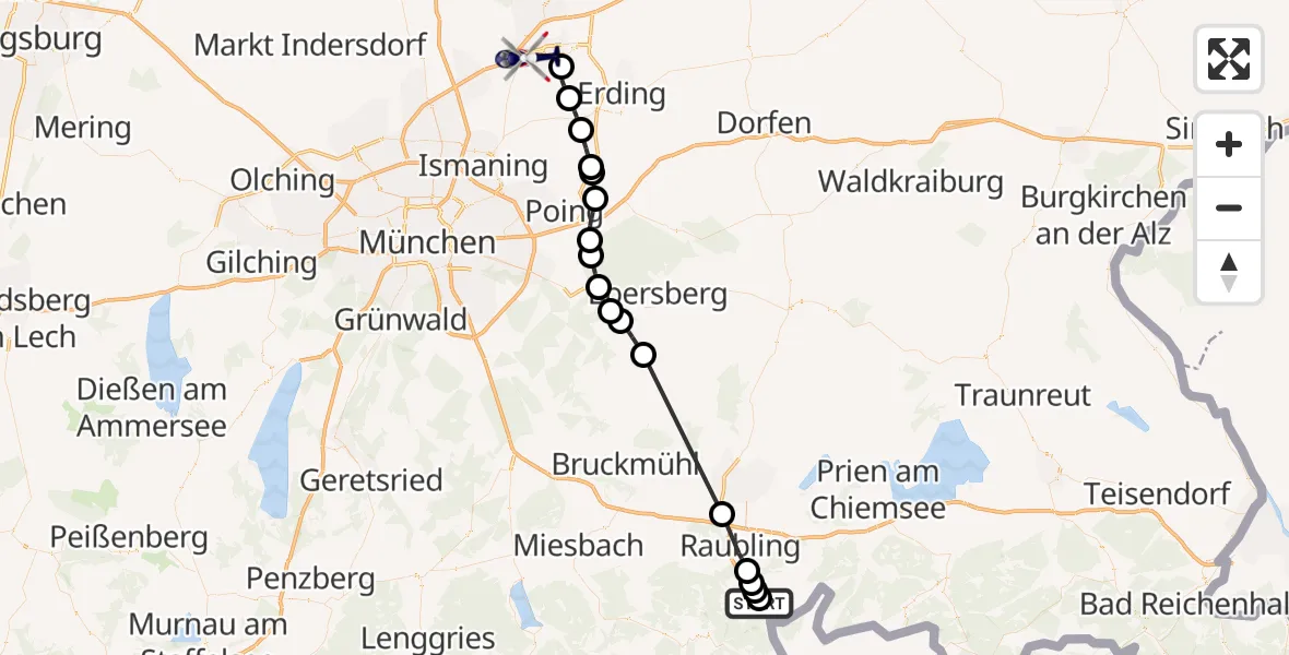 Flugroute Polizeihubschrauber Flintsbach a.Inn - München Flughafen, 16 September 2026, 12:53