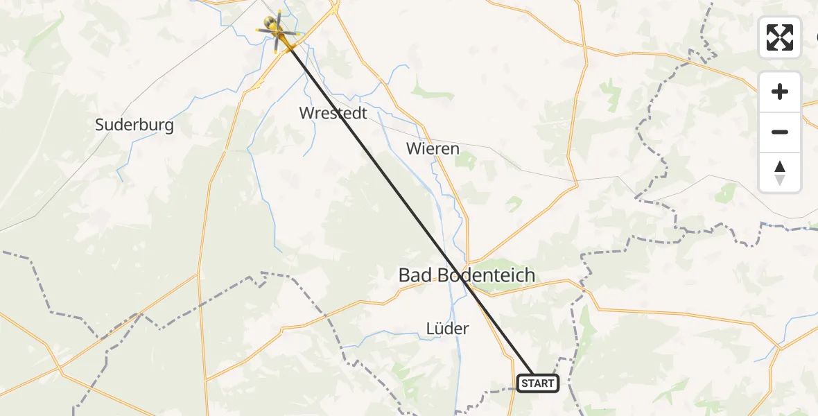 Flugroute Rettungshubschrauber Lüder - Uelzen, 16 September 2026, 12:56