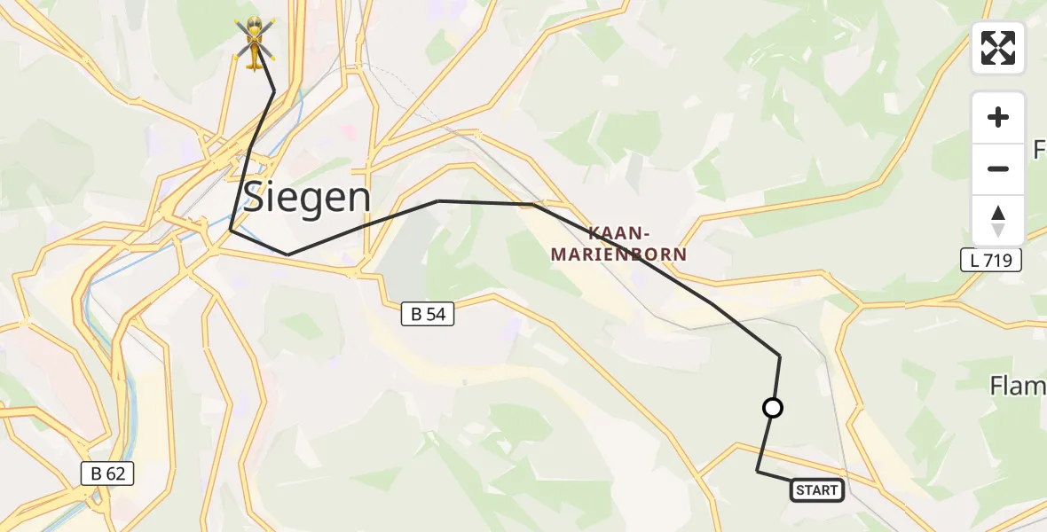 Flugroute Rettungshubschrauber Wilnsdorf - Siegen, 16 September 2026, 13:03
