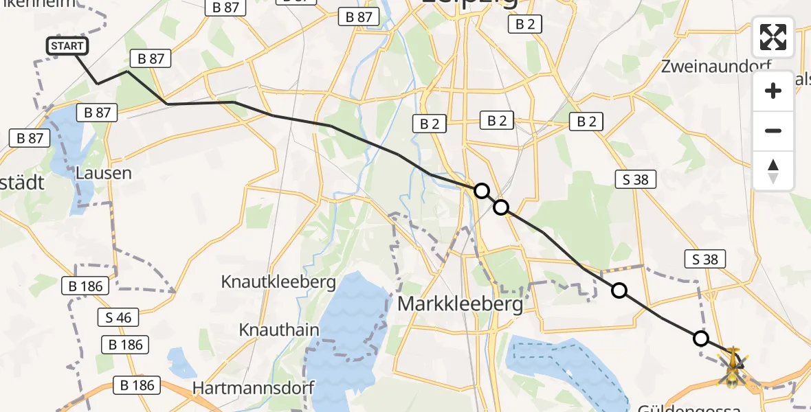 Flugroute Rettungshubschrauber Leipzig - Leipzig, 16 September 2026, 13:10