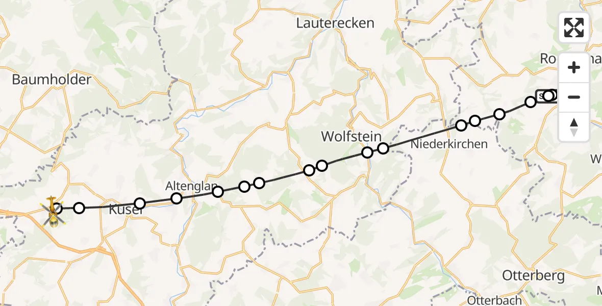 Flugroute Rettungshubschrauber Rockenhausen - Pfeffelbach, 16 September 2026, 14:53