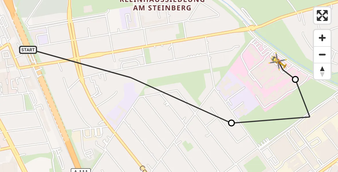 Flugroute Rettungshubschrauber Berlin - Vivantes Humboldt Clinic, 16 September 2026, 15:30